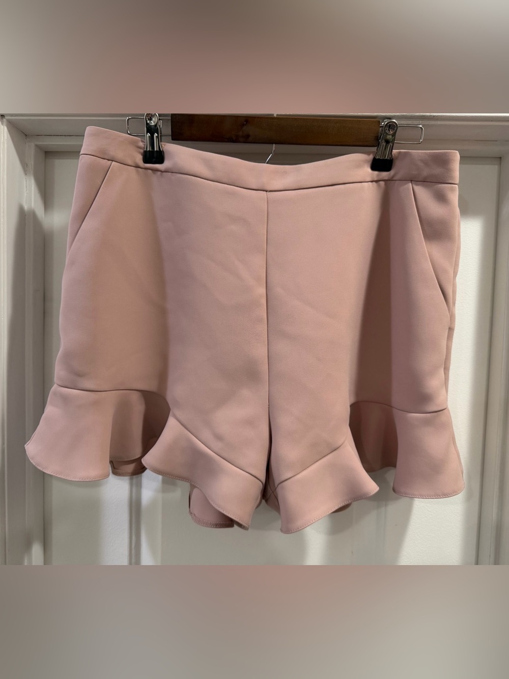 Topshop Blush Pink Ruffle-Hem Shorts Dressy Size 12